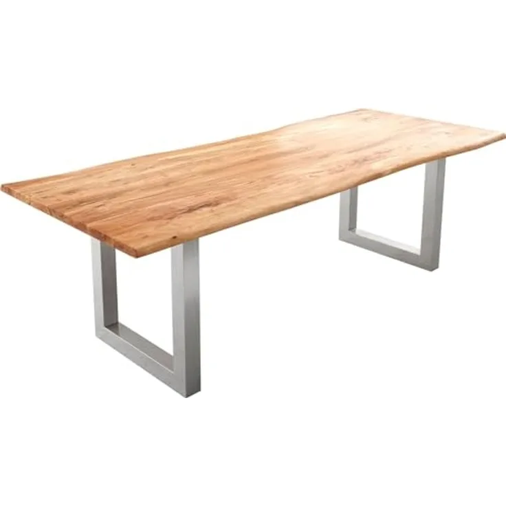 Esstisch Edge 240x100cm Akazie Natur Edelstahl breit Live-Edge