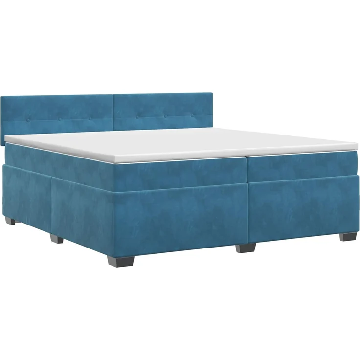 vidaXL Boxspringbett mit Matratze Dunkelblau 200 x 200 cm Samt 3450786 – Bild 2