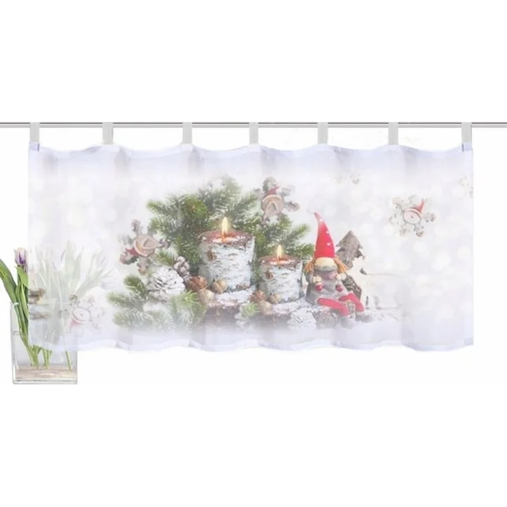 HOME WOHNIDEEN Scheibengardine WEIHNACHTSWICHTEL, Schlaufen (1 St), transparent, Voile, HxB: 45x120 – Bild 4