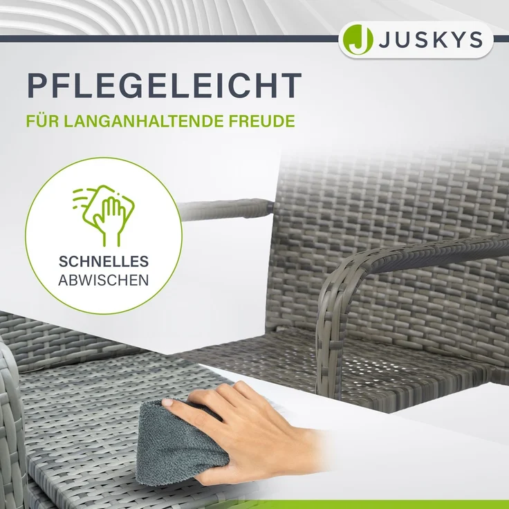 Juskys Polyrattan Gartenstühle Yoro 4er Set - mit Armlehnen & Rückenlehne - 4 Stühle stapelbar - Rattan Stuhl Garten - Stapelstuhl Grau-meliert – Bild 8