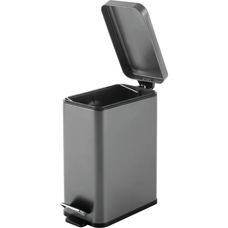 mDesign Tretmülleimer Abfalleimer Papierkorb 10L Inneneimer Metall Dunkelgrau – Bild 6