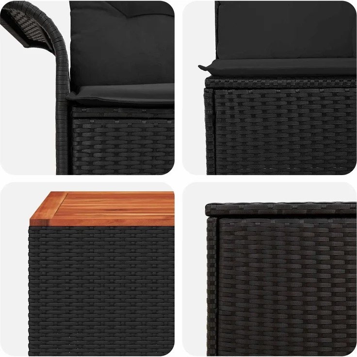 vidaXL Sofa Set 8 stk. Schwarz Polyrattan und Stahl 3447996 – Bild 8