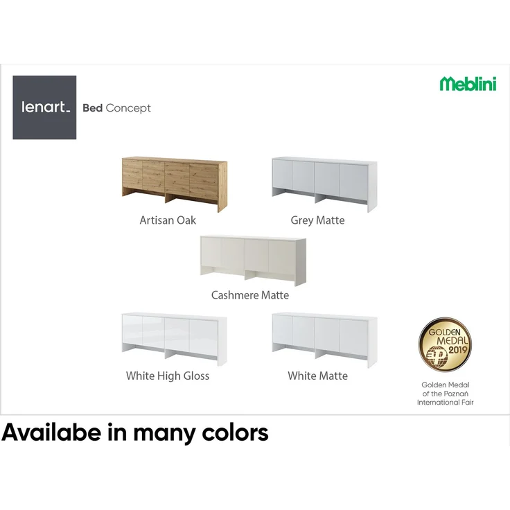 MEBLINI Hängeschrank BC-10 für 120x200 Horizontal Schrankbett - Kaschmir - 211x80x46cm - Wandschrank mit Ablagen und Fächern - Wandregal – Bild 3