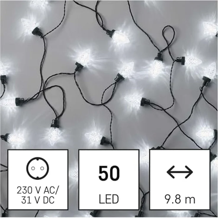 EMOS LED-Lichterkette im Retrostil, 9,8m Weihnachtslichterkette + 5m Zuleitung, 50 LEDs, 8 Lichtmodi, Netzteil, IP44 für Innen und Außen, Kaltweiß – Bild 3