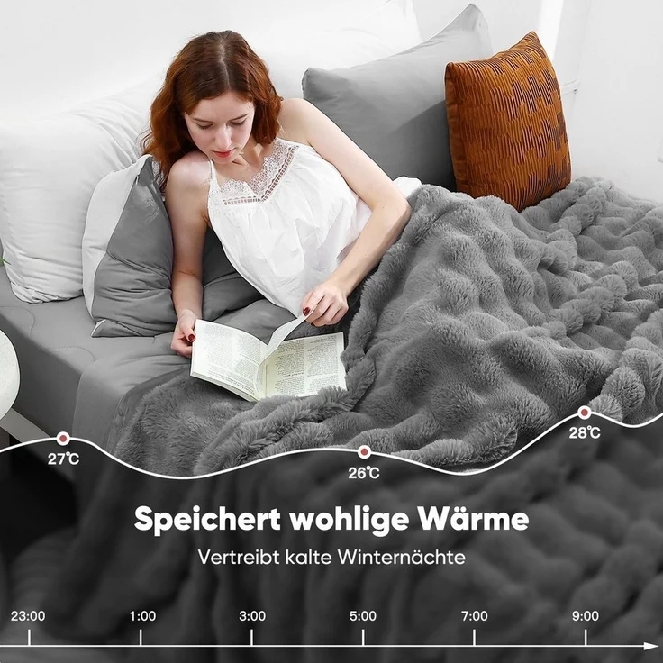 Wohndecke Kunstfelldecke Weiche Kuscheldecke Felloptik 150x200cm Kunstfell Decke, Elegear, Kuscheldecke Fell Bubble Decke Kaninchenfell Decke für Couch Bett Sofa – Bild 2