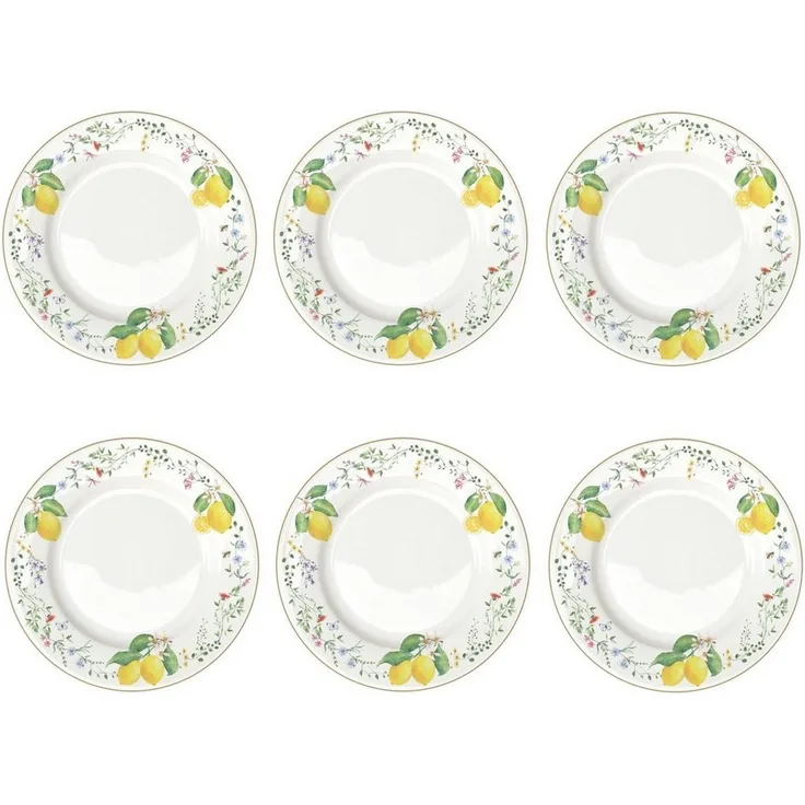 EasyLife Speiseteller Fleurs et Citrons, Spülmaschinengeeignet, Mehrfarbig, Motiv: Zitronen
