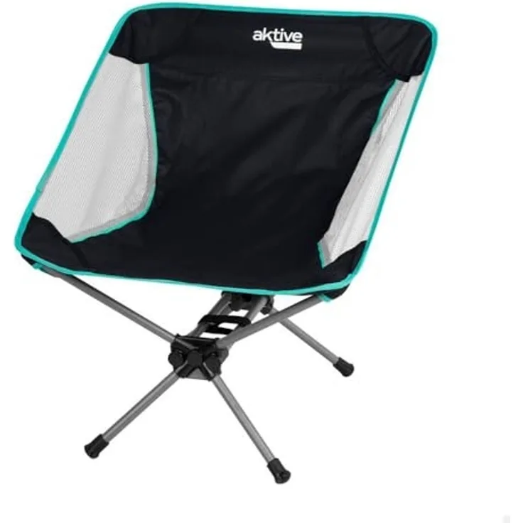 AKTIVE Camping-Klappstuhl, sehr kompakt, Stahl und Polyester, max. 110 kg, 58 x 36 x 66 cm, bequem und langlebig, rutschfest, mit Tragetasche, vielseitig einsetzbar, langlebig, Outdoor-Stühle (63047)