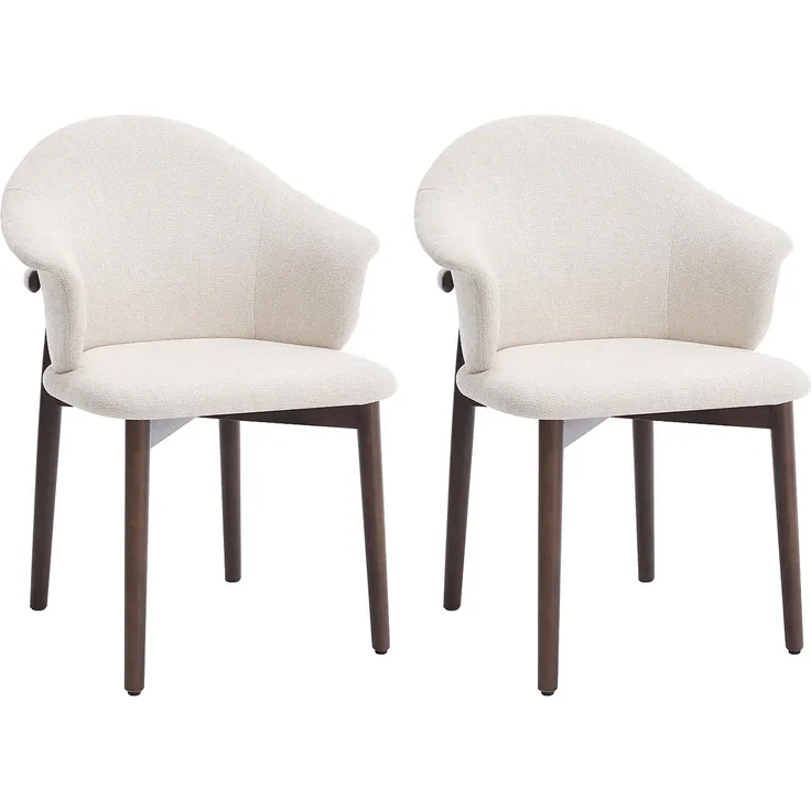 Vente-unique - LUMELY Stuhl Stoff Beige - B 60 cm x H 82 cm x L 53 cm – Bild 2