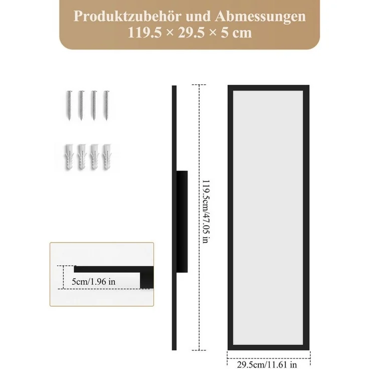 Nettlife LED Panel 120x30 cm dimmbare Deckenleuchte Schwarz/Weiß Fernbedienung, LED fest integriert, Farbtemperatur steuerbar 18.5W für Schlafzimmer Küche Flur – Bild 3