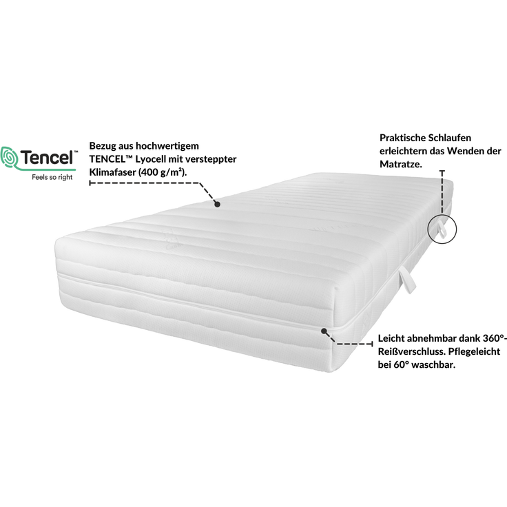 AM Qualitätsmatratzen | Premium Gelschaum-Taschenfederkernmatratze H2 - 80x200 cm – Bild 4