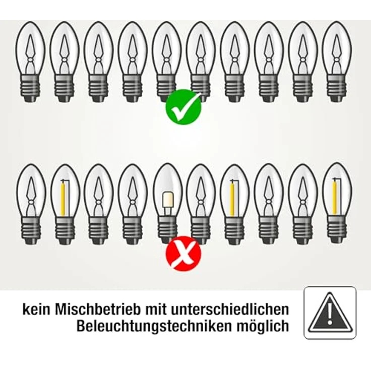 hellum Ersatz-Kerzen für Schwibbogen, 25 Stück 8V 3W Riffelkerze für Weihnachtsbaum Kerzen Lichterketten innen mit 30 Brennstellen, Birnen für Lichterbogen E10/ 8V/ 3W/ 22 Lumen 911114 – Bild 6