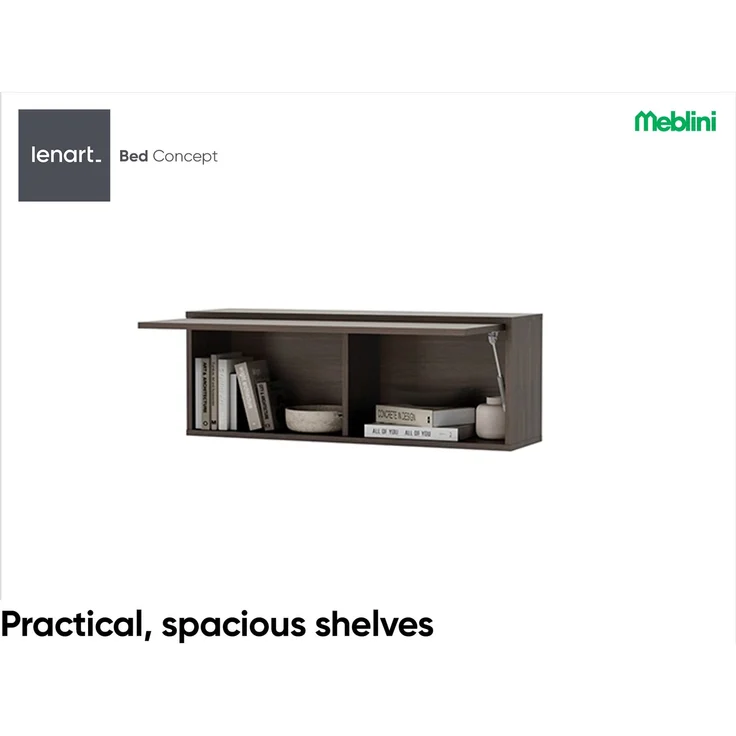 MEBLINI Hängeschrank BC-29 für Horizontal Schrankbett - Dunin Eiche - 92x33x25cm - Wandschrank mit Regalen und Teleskopen - Wandregal – Bild 4