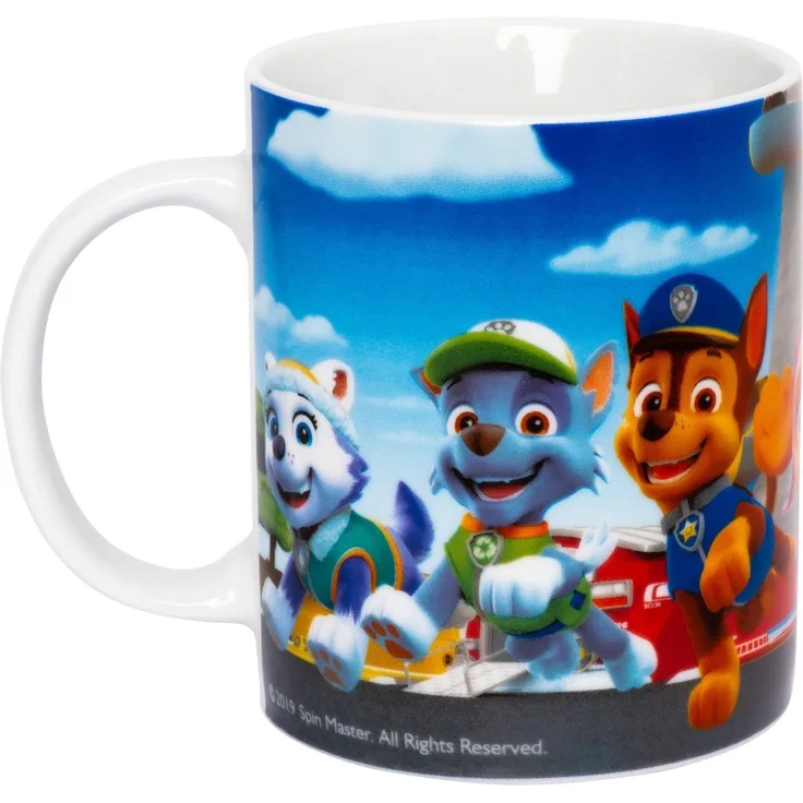 joojee Keramiktasse PAW Patrol, 320 ml mit Motiven von 7 Hunden, nicht spülmaschinen- oder mikrowellengeeignet