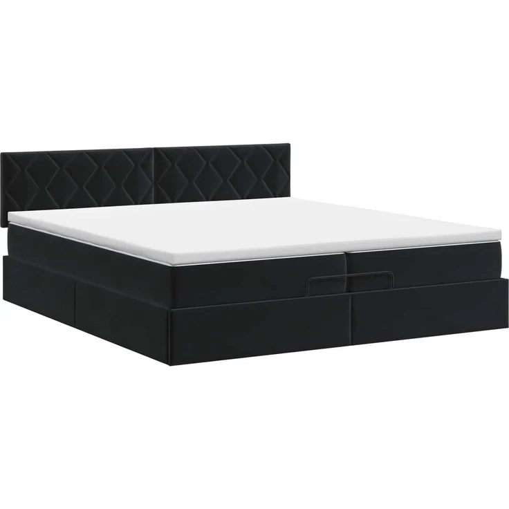 vidaXL Ottoman Bett mit Matratze Schwarz 200 x 200 cm Samt 3456653 – Bild 8