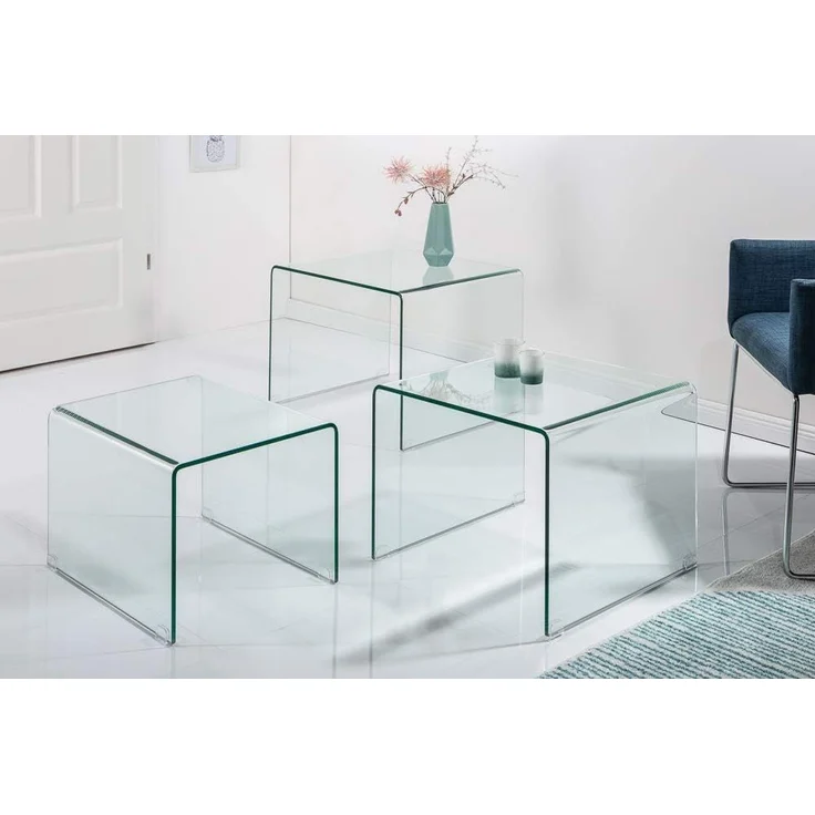 riess-ambiente Couchtisch FANTOME 60cm transparent (Set, 3-St), Wohnzimmer · Glas · eckig · Modern Design – Bild 5