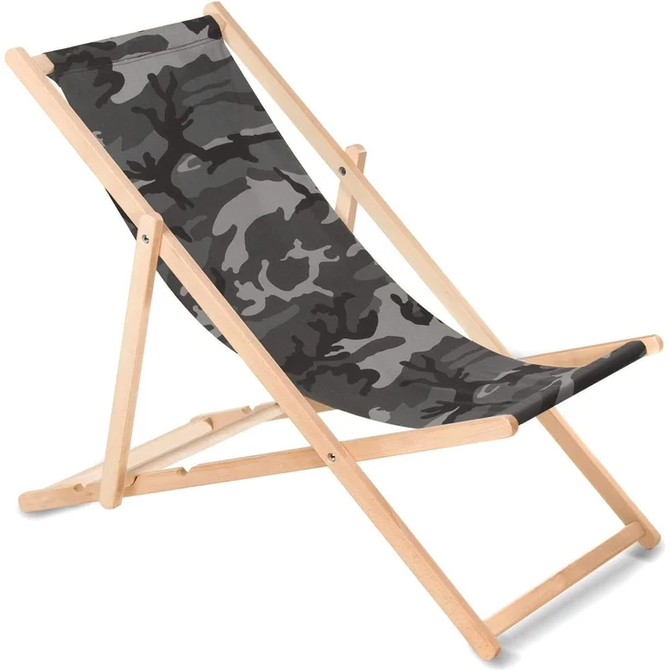 Green Blue Liegestuhl Sonnenliege Klappbar aus Buchholz ohne Armlehne Sonnenliege Gartenliege Liege (Camo grau)