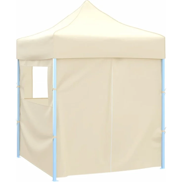 Profi-Partyzelt Faltbar, Gartenzelt mit 4 Seitenwänden 2x2 m Stahl Creme – Bild 3