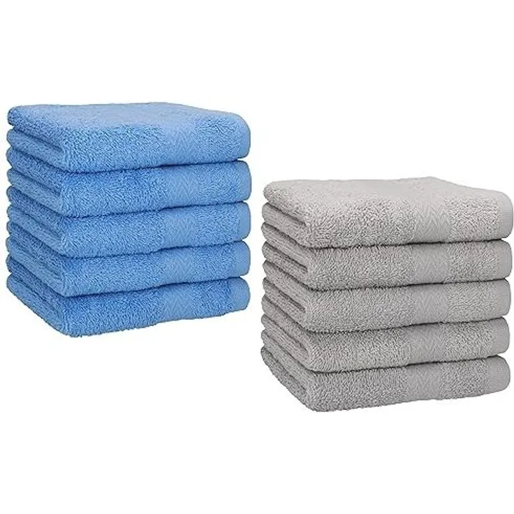 Betz Seiftuch 10 Stück Seiftücher Premium 100% Baumwolle hellblau und silbergrau