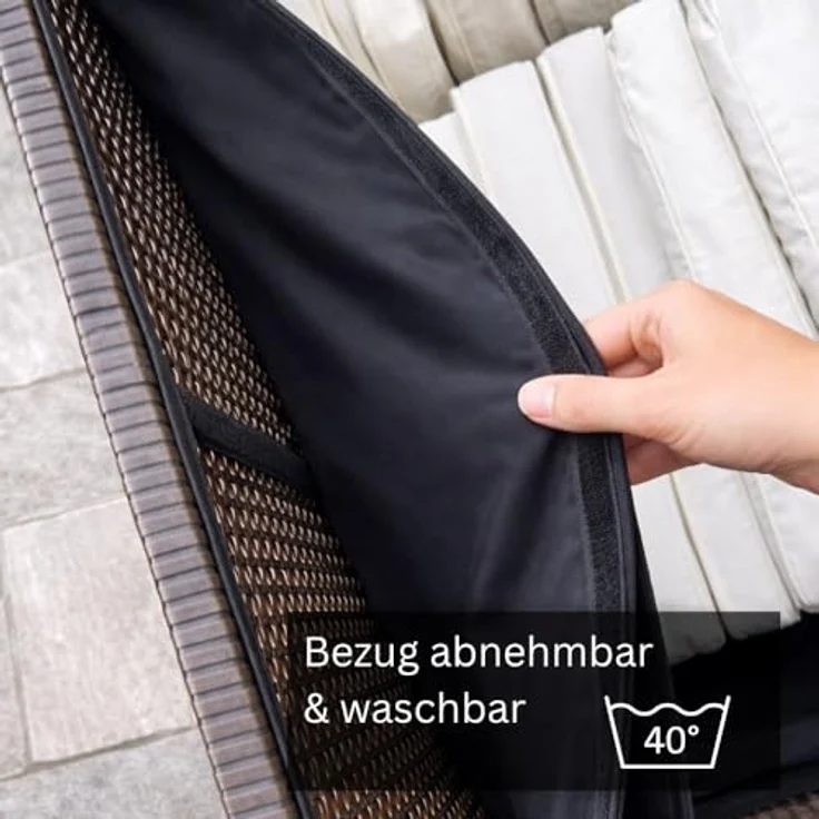 RS Trade 'Sienna' XL Kissenbox mit Doppel-Hubautomatik und Innenverkleidung, ca. 650 Liter, Polyrattan java braun, 60 x 73 x 155 cm – Bild 5