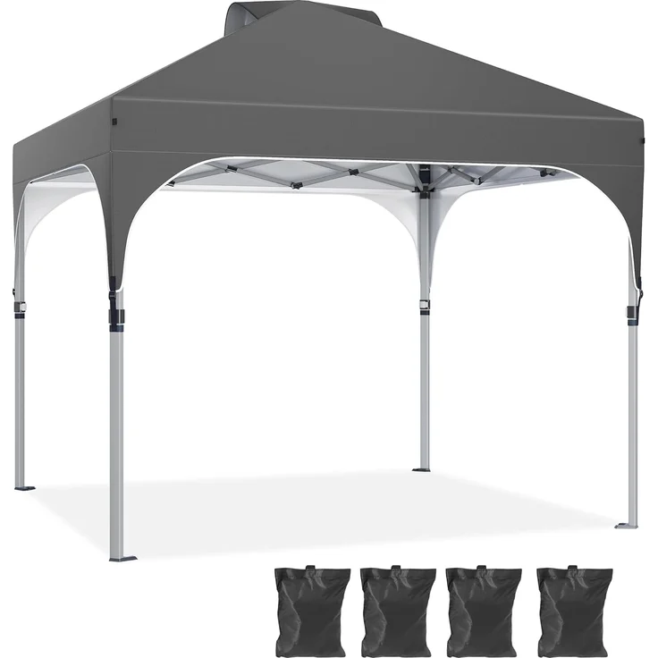 YITAHOME 2,5 x 2,5m wasserdichte Pavillon Faltpavillon, Faltbarer Pop up Pavillon Outdoor Anti-UV Gartenpavillon Höhenverstellbarfür Alle Jahreszeiten Für Party Camping Märkte Pool Festival,Dunkelgrau – Bild 1