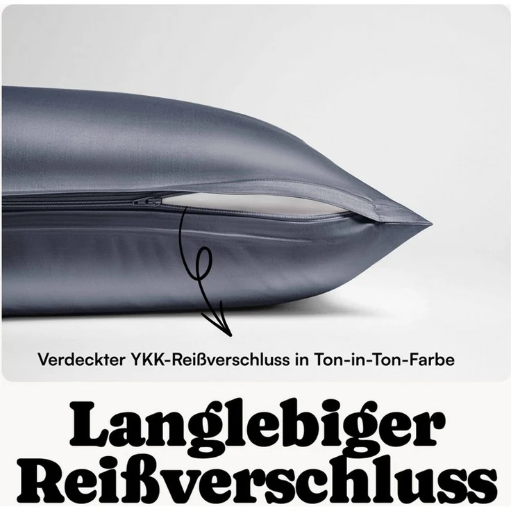 Seralino Bettwäsche Mako Satin Bettwäsche (100% Bio Baumwolle) mit Kissenbezug, 2 teilig, Fairtrade/ GOTS zertifiziert, uni Bettwäsche Set mit Reißverschluss – Bild 4