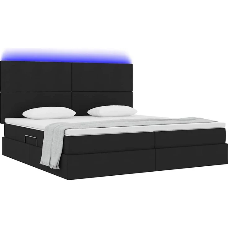 vidaXL LED-Speicherbett mit Matratze Schwarz 200 x 200 cm Stoff 3372377 – Bild 3