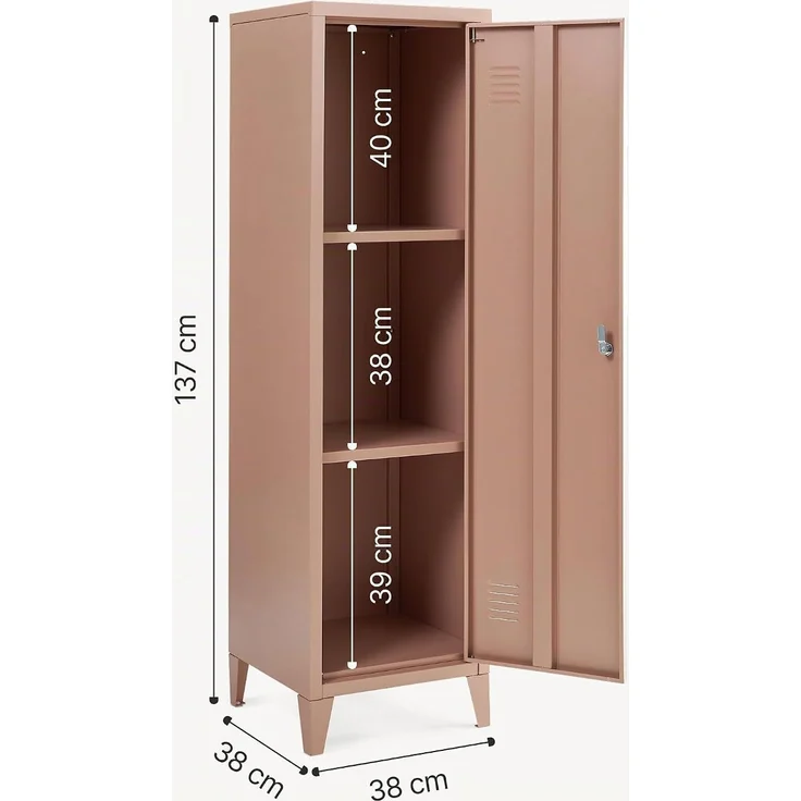 Einzelspind Kurikka 137x38x38 cm Hellbraun [en. casa] – Bild 2