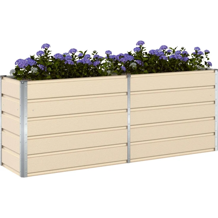 vidaXL Pflanzkübel Elfenbein 480 x 50 x 45 cm Verzinkter Stahl 42018101 – Bild 2