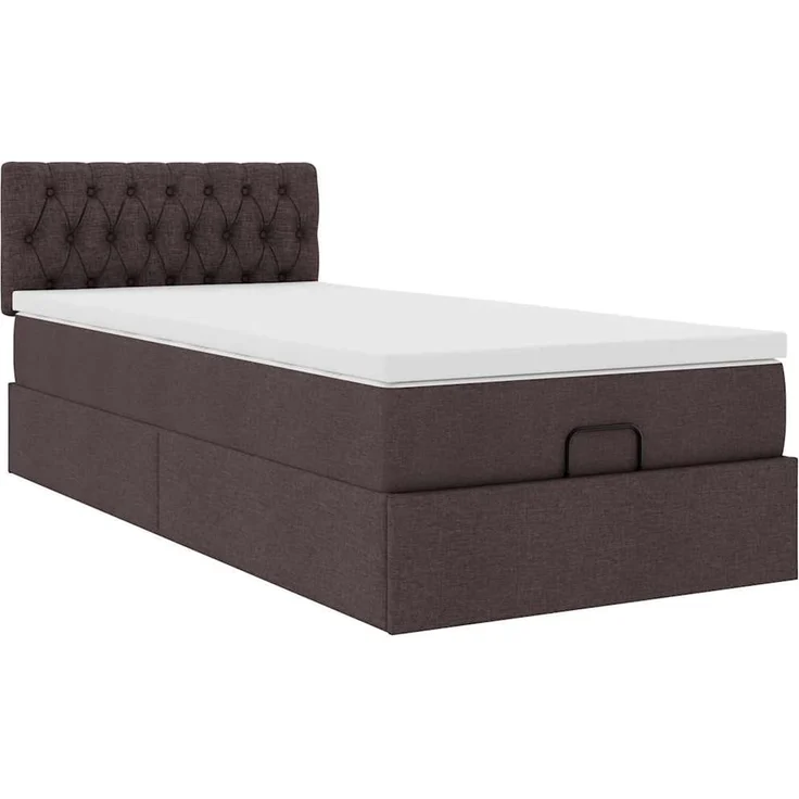 vidaXL Ottoman-Bett mit Matratze Dunkelbraun 90x200 cm Stoff 3311514 – Bild 4