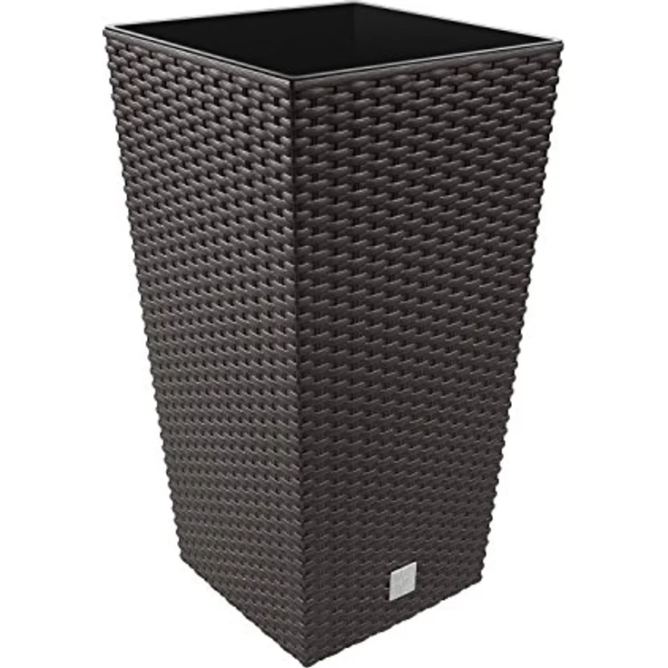 Prosperplast Rato Square, 49-Liter Pflanzkübel mit Einsatz, 32,5 x 32,5 x 61 cm, dunkle Ockerfarbe, robust und wetterfest – Bild 1