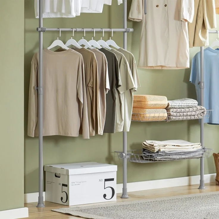 SoBuy KLS04-HG Garderobenständer, Metall, Pulverbeschichtung, Grau, 62 x 200 x 75 cm – Bild 7