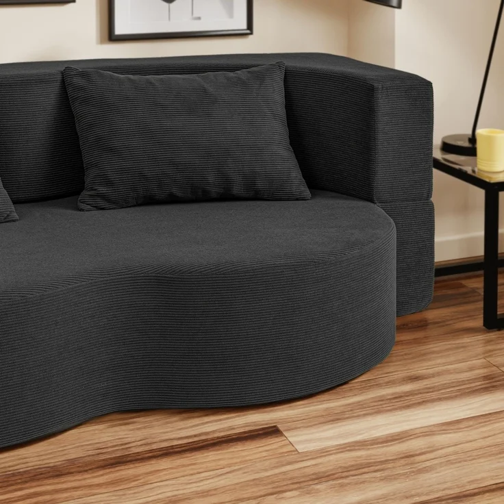 SoBuy FST101-SCH Schlafcouch, Wohnlandschaft, Ausziehcouch, Textile, Schwarz, 177 x 32 x 107 cm – Bild 7