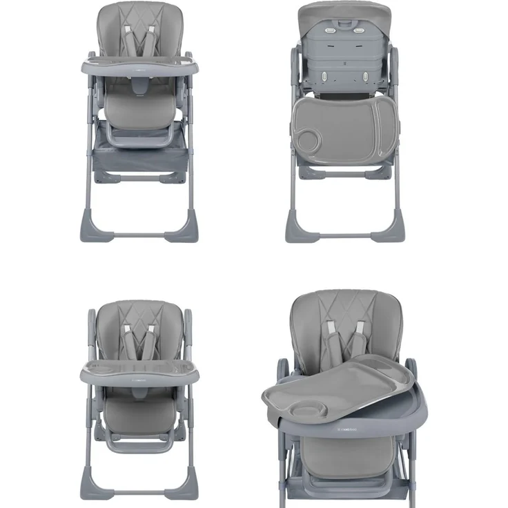 Kikkaboo Kinderhochstuhl Comfy höhenverstellbar, Gurt, Doppeltablett, klappbar hellgrau – Bild 3