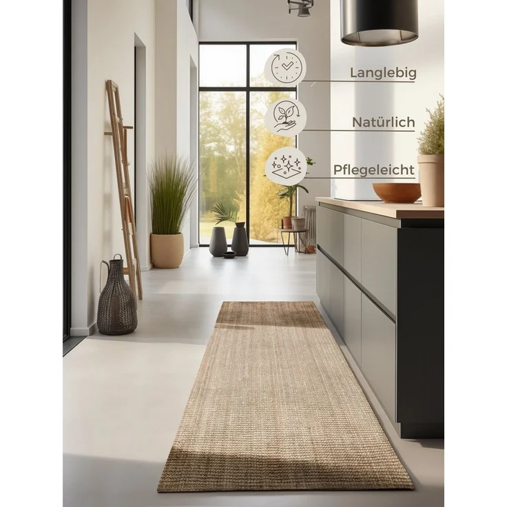 HANSE Home Teppich Jaipur Juteteppich, Läufer und Rund, rechteckig, Höhe: 10 mm, Naturfaser, Wohnzimmer, Esszimmer, Schlafzimmer, Boho, GRS – Bild 3