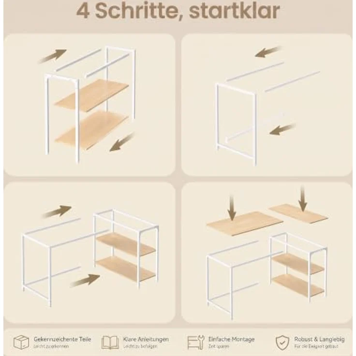 VASAGLE Eckschreibtisch in L-Form, Computertisch, 110 x 80 cm | mit Stauraum, höhenverstellbare Ablage, 2 AC-Steckdosen und 2 USB-Anschlüssen, Natürliche Eiche, BARNET Kollektion LWD135Y101 – Bild 8