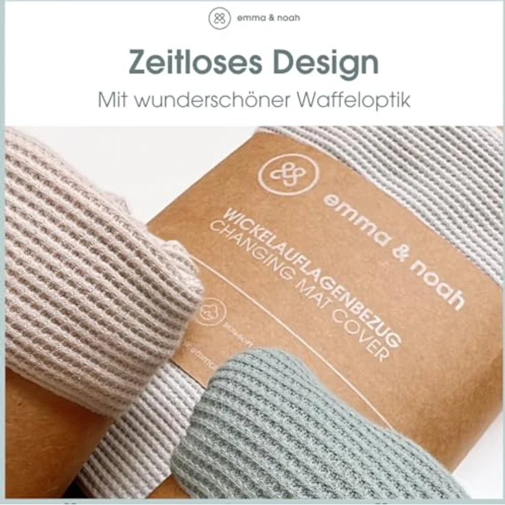 emma & noah Wickelauflagenbezug, 65x50 cm, Baby Wickelauflage für Wickeltisch, Bezug für Wickelunterlagen, 100% Bio-Baumwolle, Hygienisch und Atmungsaktiv (Essential Mint) – Bild 4