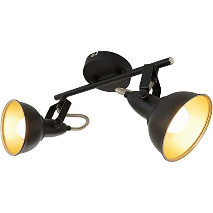 BRILONER - Deckenlampe Vintage schwenkbar, E14 Fassung, max. 40 Watt, Deckenleuchte, Lampe, Wohnzimmerlampe, Schlafzimmerlampe, Küchenlampe, Deckenstrahler, 30,4 x 10 x 18,1 cm, Schwarz-Gold – Bild 2