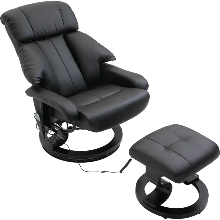 Wohnora-Massagesessel mit Fußhocker, 10 Vibrationspunkte, 145° verstellbare Rückenlehne, Schwarz,H 1020cm x T 760cm x B 800cm – Bild 1