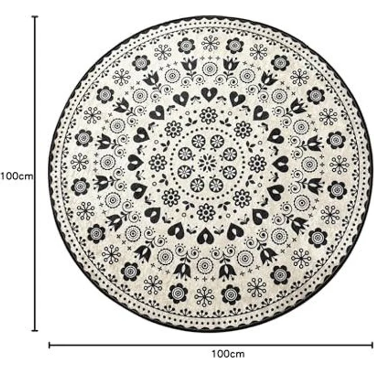 WELL HOME MOBILIARIO & DECORACIÓN Badteppich, Mandala, Weiß und Schwarz – Bild 3