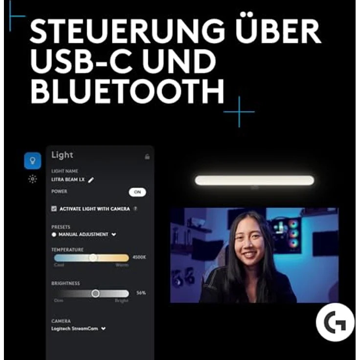 LOGITECH G Litra Beam LX Dual-Sided RGB Streaming Key Light Lamp head 1 heads LED DC – Bild 7