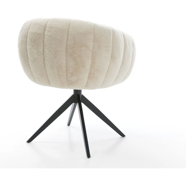 Drehstuhl Jada-Flex Plüsch Creme-Weiß Kreuzgestell breit Schwarz 360° drehbar Wippfunktion Taschenfederkern – Bild 5