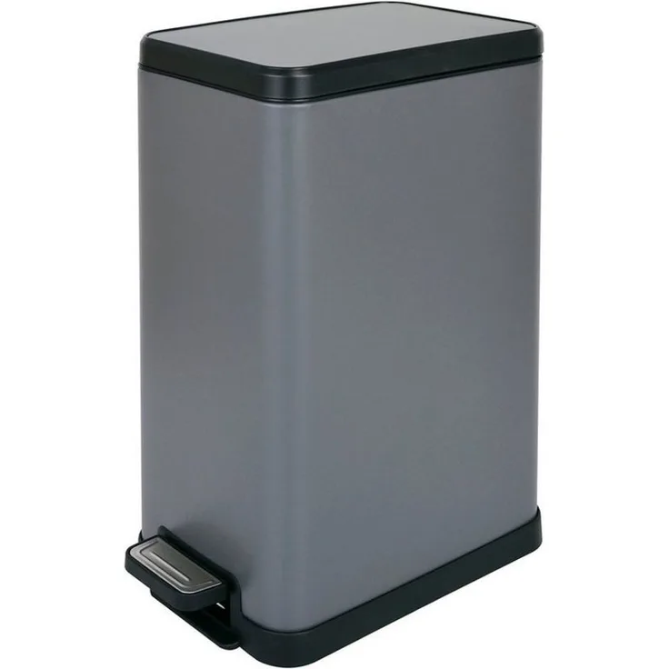 SVITA Mülleimer STM15, Treteimer, Kosmetikeimer, 15L, Stahl pulverbeschichtet, Grau