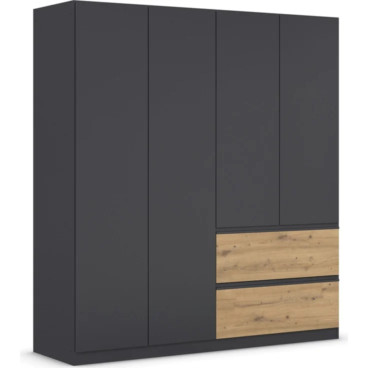 rauch Kleiderschrank, Drehtürenschrank COSTA, 4-türig, push-to-open, Grau metallic, 181 x 197 x 54 cm – Bild 3