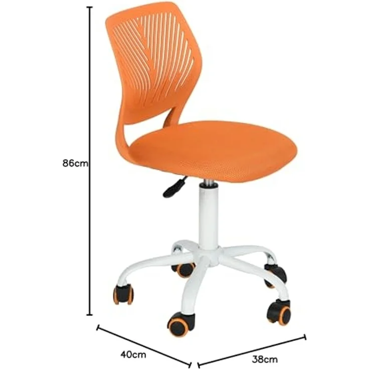 FurnitureR Esszimmer-Drehstühle, 1PC Küchenstuhl, gepolsterter Stuhl, Drehstuhl, bequemer Stuhl mit Rädern, Rückenlehne, armloser Stuhl für Esszimmer, Wohnzimmer,Orange – Bild 3