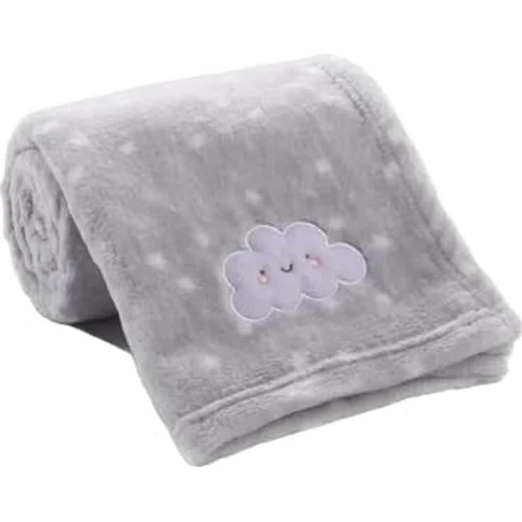 CREVENT Kleine Flauschige warme Baby-Überwurfdecke für Jungen, Kleinkinder, Kinderbett, Kinderwagen, 75x100 cm, graue Wolke – Bild 2