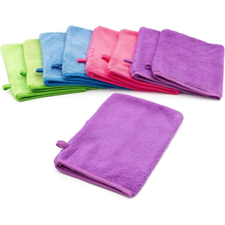 YSN Home Collection Waschhandschuh Flauschige Mikrofaser Waschhandschuhe Waschlappen 16x21cm, (8-St), Mit Schlaufe zum aufhängen – Bild 1