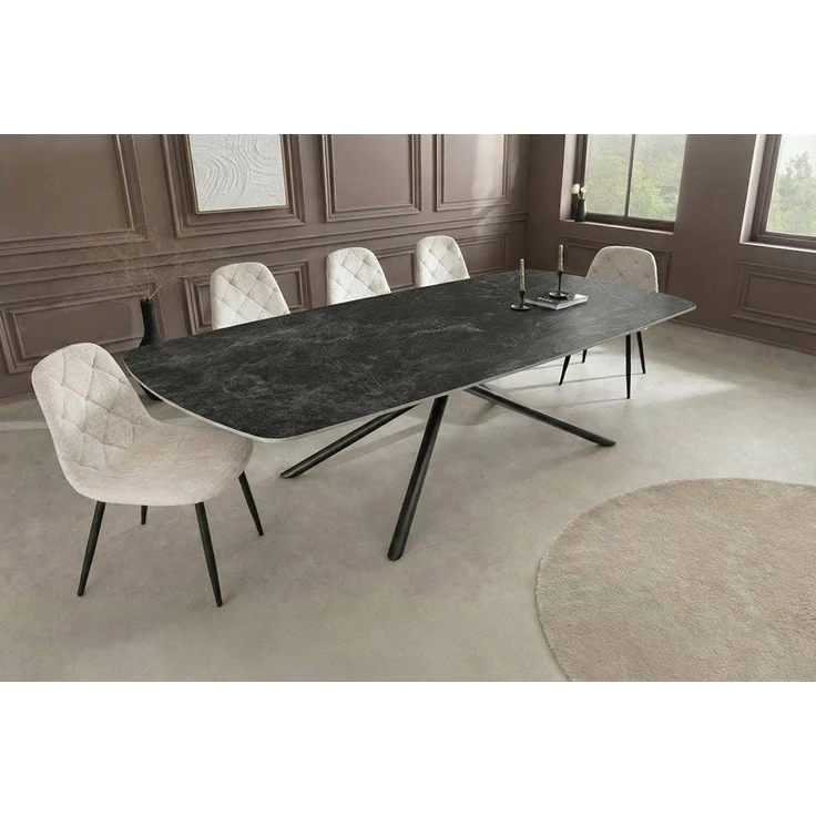 riess-ambiente Esstisch OSAKA 200cm anthrazit - Keramik, Metall, Sterngestell, Marmordesign (Einzelartikel, 1-St), Moderner Familientisch - ideal f. Wohnzimmer & -küchen oder Essbereich – Bild 5