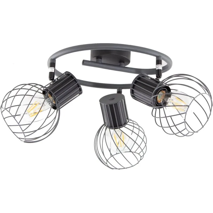 Deckenleuchte, Metall-Käfig, 3-Flammig, Graphit