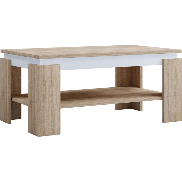 VCM Beistelltisch & Couchtisch Rolas 918840 Sonoma-Eiche / Weiß H. 41 x B. 90 x T. 53cm – Bild 2