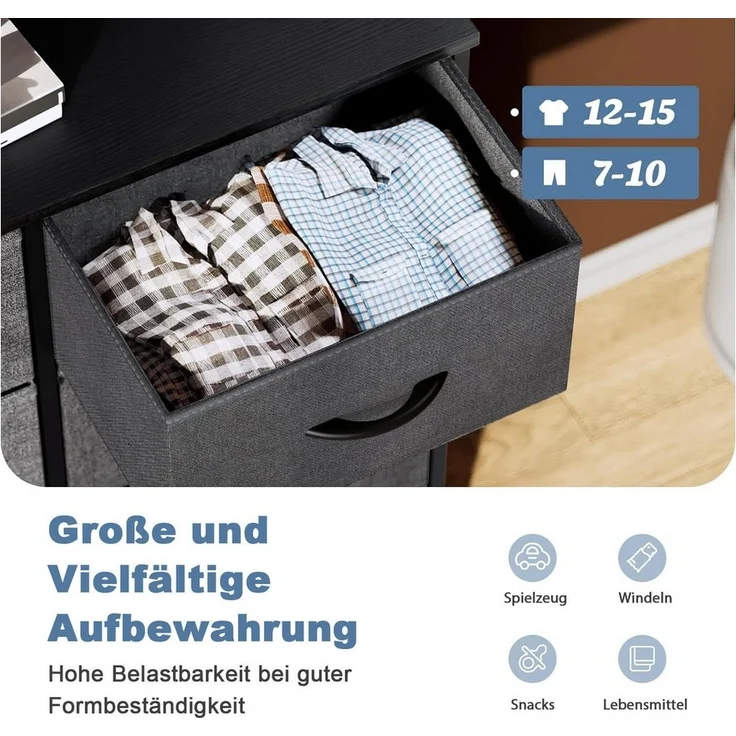 DUMOS Stauraumschrank Kommode mit Stoffschubladen, Stoffkommode für Schlafzimmer Geeignet Schubladenschränke – Bild 2
